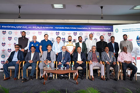 KSCA officials during the launch of the  Maharaja Trophy and Maharani Trophy 