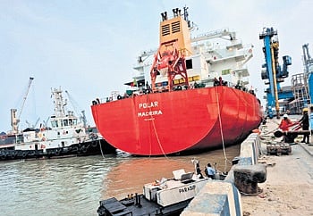 The vessel carrying 23,799 tonnes of ammonia at Paradip Port 