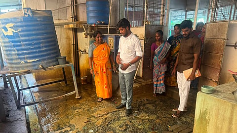 Tiruchy Corporation commences renovation work at the Amma Unavagam located on Gandhi Road in Srirangam.