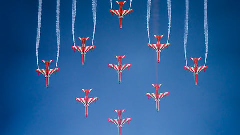 The Hawk jets are fitted with indigenous smoke pods developed at the IAF’s Base Repair Depot in Nashik