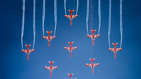 The Hawk jets are fitted with indigenous smoke pods developed at the IAF’s Base Repair Depot in Nashik