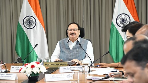 Union Health Minister J P Nadda on Saturday held a high-level review meeting with the West Bengal Chief Minister Suvendu Adhikari.