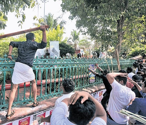 Youth Congress activists protesting in Thiruvananthapuram in December 2023 | File pic
