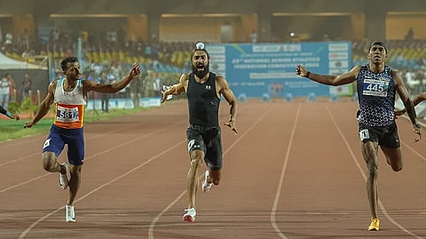 Gurindervir Singh and Animesh Kujur (right) at the Federation athletics competition held recently