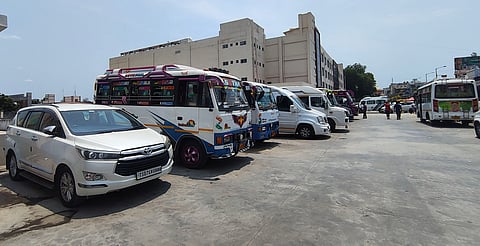 Vehicles parked outside Periyar complex in Madurai 