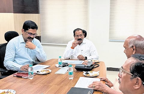 Special CS K Vijayanand chairs a virtual review meeting at Vidyut Soudha 