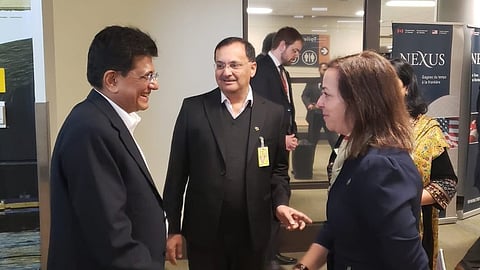 High Commissioner Dinesh K Patnaik welcomed Commerce & Industry Minister Piyush Goyal at the airport in Ottawa.