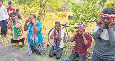 Video grabs of the farmers being humiliated near Ludhuapada under Chandahandi block in Nabarangpur