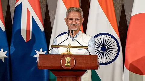 External Affairs Minister S Jaishankar during a joint press conference after attending the Quad Foreign Ministers' Meeting, in New Delhi, Tuesday, May 26, 2026.