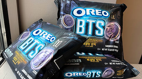 The new Oreo and BTS collaboration cookies are seen Monday, May 25, 2026, in New York. 