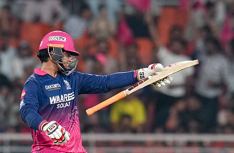Vaibhav Sooryavanshi celebrates his fifty