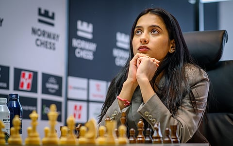 Divya Deshmukh during the third round of Norway Chess