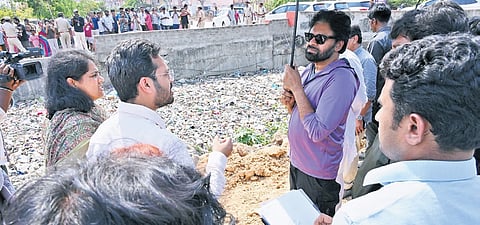 Deputy chief minister pawan kalyan visiting east lanka island where local industry industrial affluent discharged and pollution river Godavari in Rajamahendravaram. 