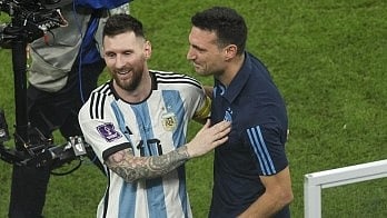 Argentina coach Lionel Scaloni and Argentine superstar Lionel Messi.