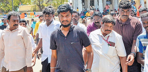 HR&CE minister S Ramesh reviewing facilities for devotees at the Murugan Temple in Tiruchendur on Friday 