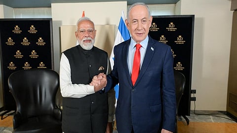 Israeli Prime Minister Benjamin Netanyahu with PM Narendra Modi.