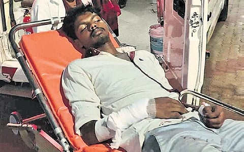 One of the victims injured in the attack at Nettur in Tenkasi district 