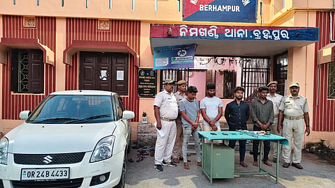 The four accused at Nimakhandi police station on Thursday.