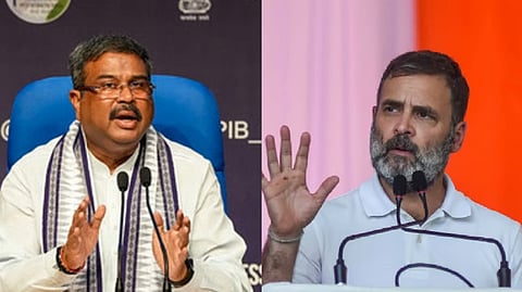 Union Education Minister Dharmendra Pradhan and Congress leader Rahul Gandhi 