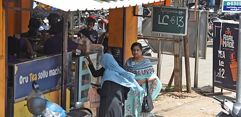 A tea shop displaying price hike from Rs 6 to Rs 13 in Tiruchy