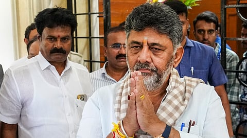 Karnataka Congress President DK Shivakumar arrives for the Congress Legislature Party (CLP) meeting at Vidhana Soudha, in Bengaluru, Karnataka, Saturday, May 30, 2026. 