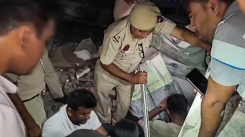  Rescue operation underway after a building collapsed at Saket area, in New Delhi, Saturday, May 30, 2026
