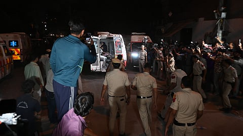 Rescue operation underway at Saket area on Saturday.