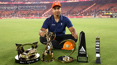 Vaibhav Sooryavanshi with his IPL awards.