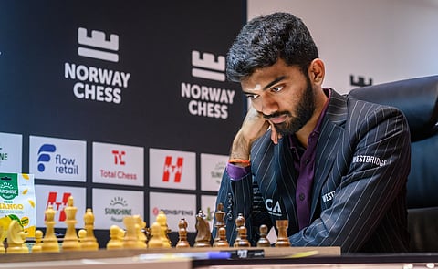 D Gukesh during the sixth round of Norway Chess meet