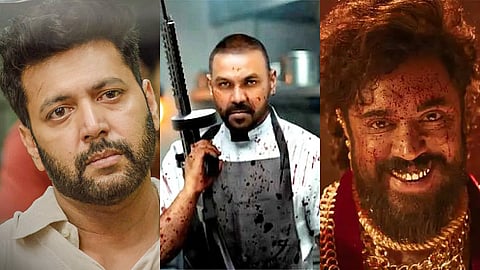 (From L to R) Ravi Mohan, Raghava Lawrence and Nivin Pauly in Benz