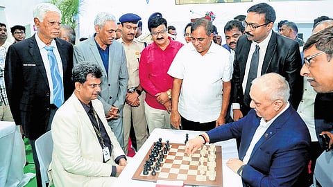 Director General of Police Harish Kumar Gupta inaugurates the International FIDE Rating Chess Tournament at VIT‑AP University in Amaravati on Monday 