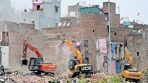 Demolition drive held amid heavy security deployment on Sunday.