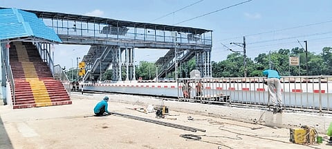 Upgradation work underway at Bahanaga railway station in Balasore.
