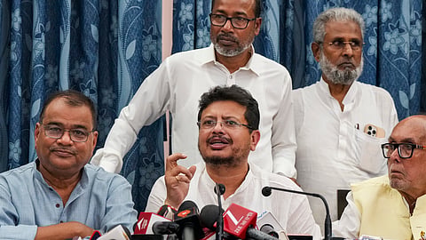 TMC leader Ritabrata Banerjee, who is backed by dissident MLAs, addresses a press conference, at the West Bengal Legislative Assembly, in Kolkata, West Bengal, Wednesday, June 3, 2026.