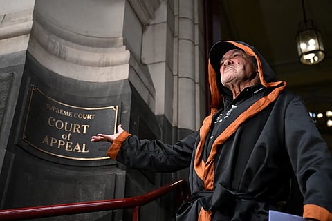 Uncle Robbie Thorpe speaks outside the Victoria state Supreme Court of Appeal in Melbourne, Australia, Wednesday, June 3, 2026. 