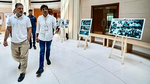 Lok Sabha LoP Rahul Gandhi during the 'National Tribal Professional Conclave' at Indira Bhawan, in New Delhi on Wednesday. 