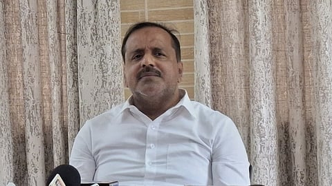 Karnataka Legislative Assembly Speaker UT Khader speaks to reporters on Tuesday.