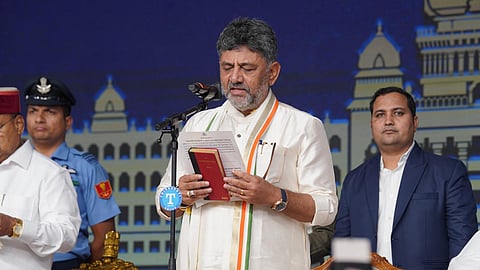 Doddalahalli Kempegowda Shivakumar sworn in as 18th Chief Minister of Karnataka at the Lok Bhavan in Bengaluru on Wednesday, June 3, 2026.