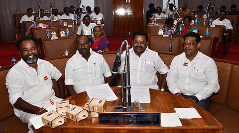 TVK MLAs A Kallanai, S R Thangapandi, M M Gopison and S Karthikeyan took part in the Madurai corporation council meeting on Tuesday.