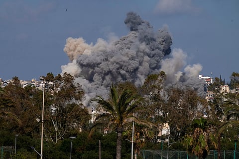 Smoke rises from an Israeli airstrike that hit Burj al-Shamali village near the southern port city of Tyre, Lebanon, Tuesday, June 2, 2026