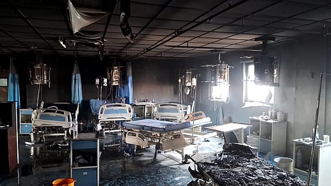 Prasad Hospital ICU where the fire broke out.
