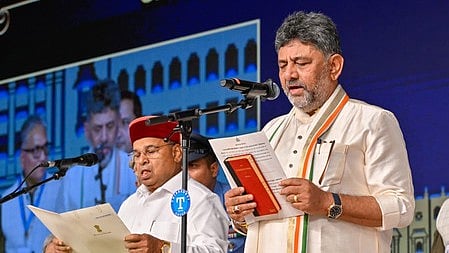 D K Shivakumar took oath as Chief minister of Karnataka at Lok Bhavan in Bengaluru on Wednesday.