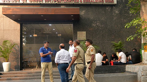 Relatives, Friends and locals waiting for the body hand over, in front of mortuary, AIIMS on Wednesday.