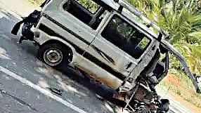 Three members of a family were killed on the spot and three others injured when the SUV they were travelling in hit a Maruti Omni van  in Huliyar town of Chikkanayakanahalli taluk on Thursday 