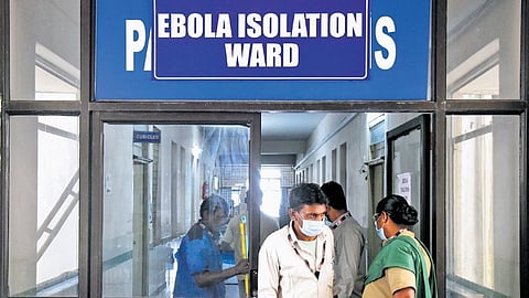 The Ebola isolation ward in Gandhi Hospital where the 35-year-old Sudanese national is being quarantined.