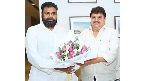 Andhra Pradesh Dy CM Pawan Kalyan (L) and Telangana BJP president N Ramchander Rao.