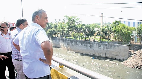 GBA Chief Commissioner Maheshwar Rao during an inspection at West City limits