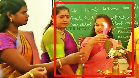 Mayor Priya ‘refusing’ to hand over the candle at lamp-lighting ceremony.