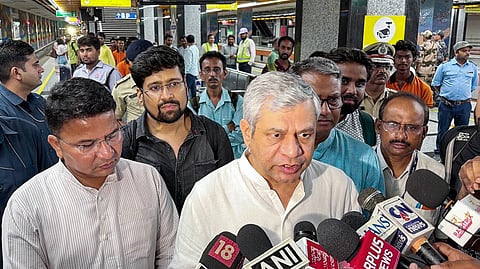 Union Railways Minister Ashwini Vaishnaw speaks to the media at a metro station in Kolkata on Saturday, June 6, 2026. 