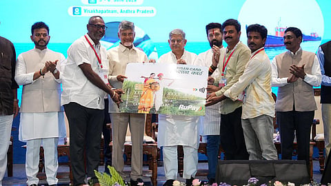 CM Nara Chandrababu Naidu during national workshop on seafood exports in Visakhapatnam on Friday.